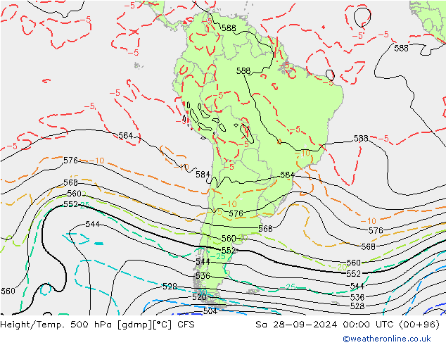 Height/Temp. 500 hPa CFS Sa 28.09.2024 00 UTC