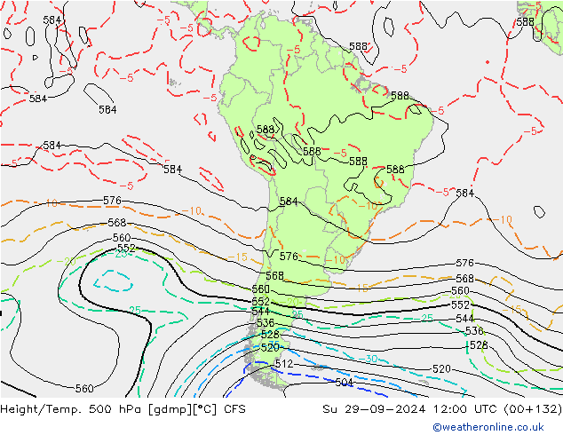 Height/Temp. 500 hPa CFS Su 29.09.2024 12 UTC