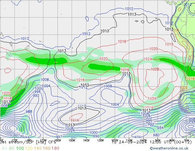 Corriente en chorro CFS mar 24.09.2024 12 UTC