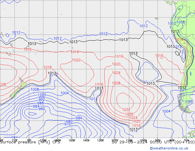 приземное давление CFS Вс 29.09.2024 00 UTC