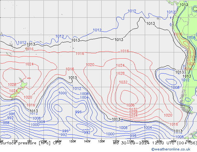 Presión superficial CFS lun 30.09.2024 12 UTC