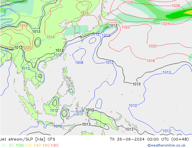 Corriente en chorro CFS jue 26.09.2024 00 UTC