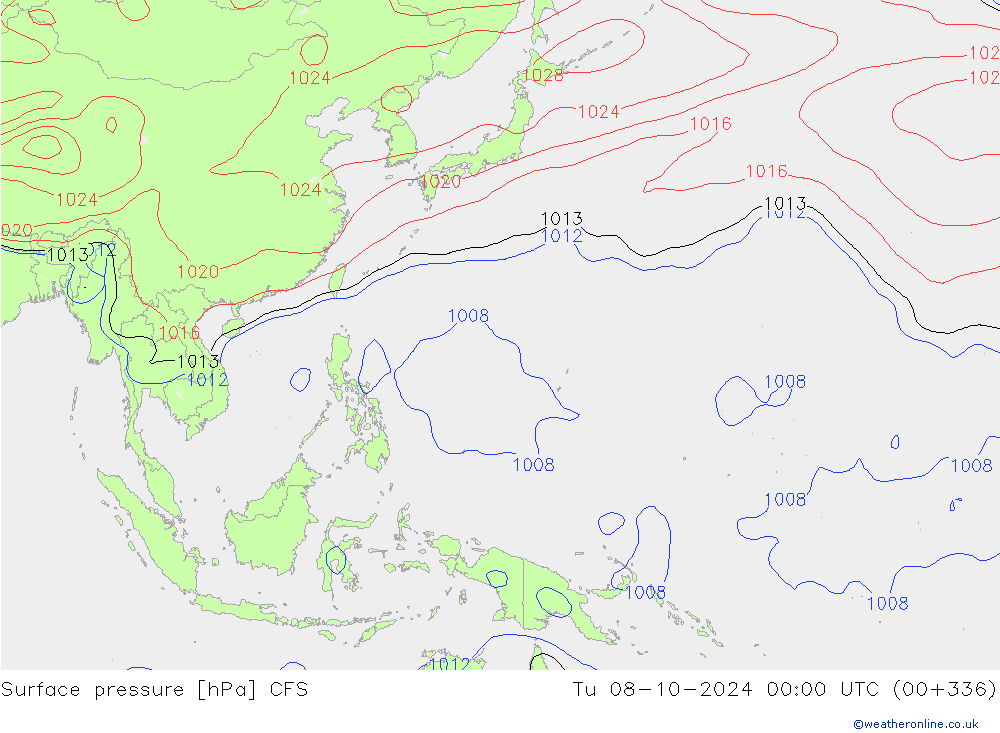 приземное давление CFS вт 08.10.2024 00 UTC