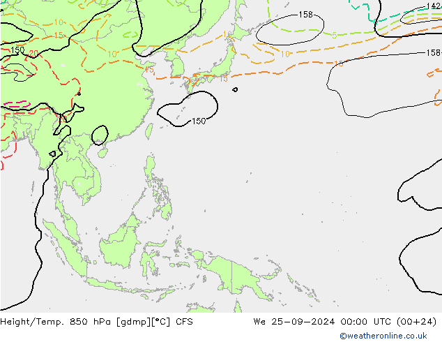 Height/Temp. 850 hPa CFS We 25.09.2024 00 UTC