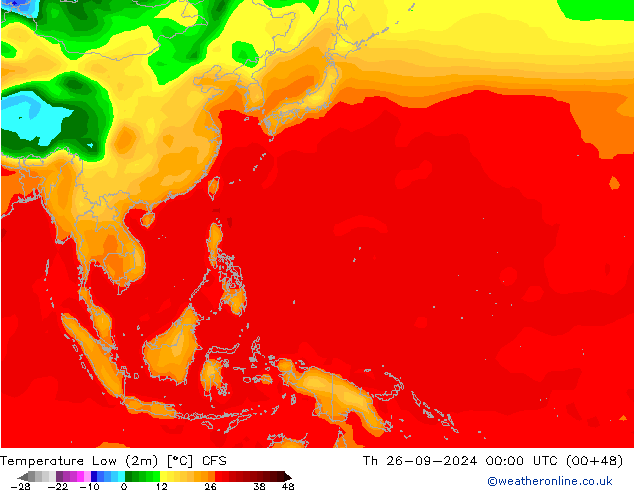 Temperature Low (2m) CFS Th 26.09.2024 00 UTC