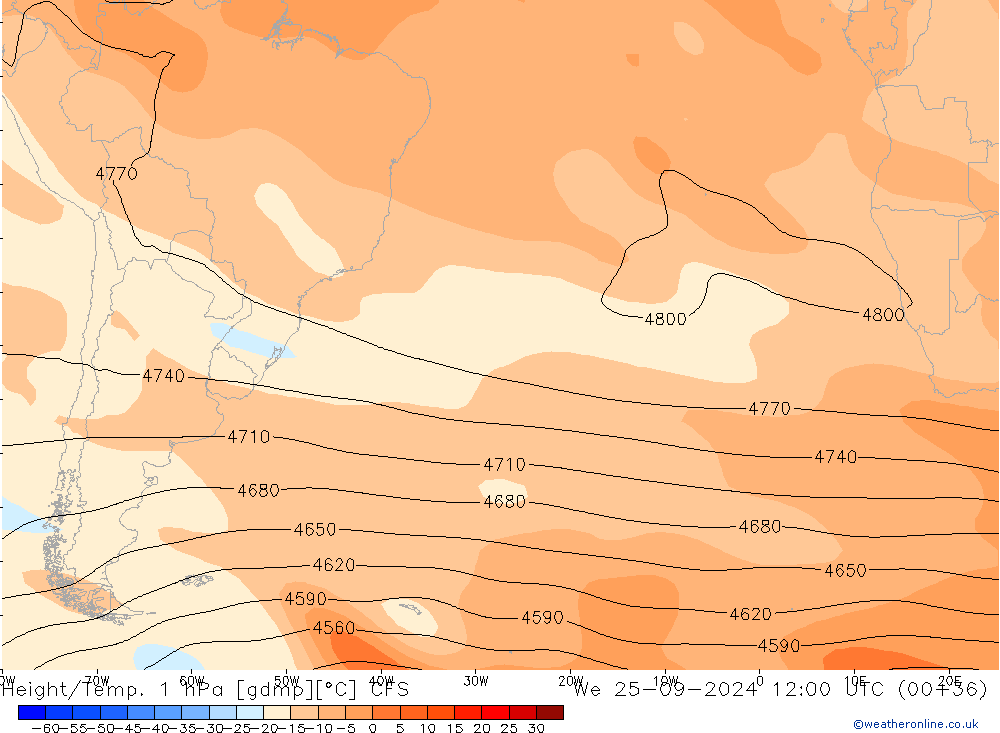 Height/Temp. 1 гПа CFS ср 25.09.2024 12 UTC