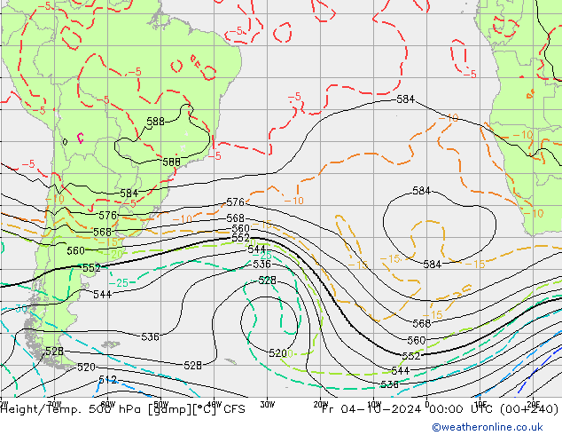 Yükseklik/Sıc. 500 hPa CFS Cu 04.10.2024 00 UTC