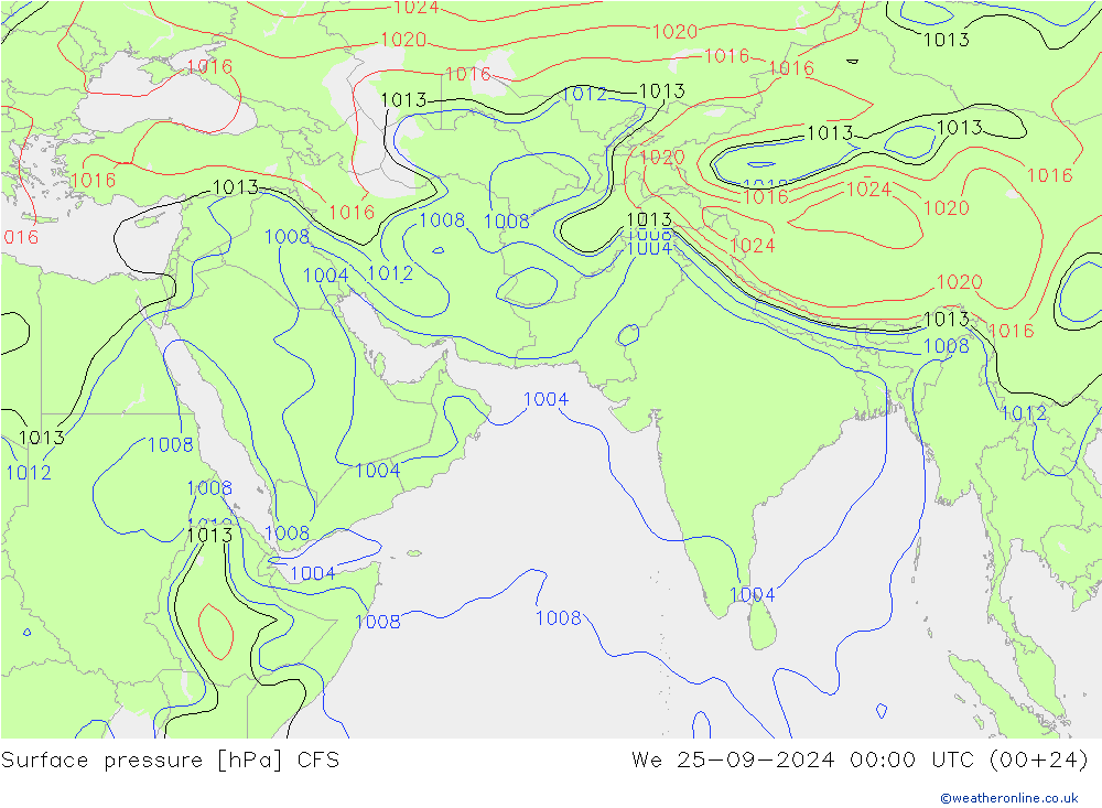 Surface pressure CFS We 25.09.2024 00 UTC