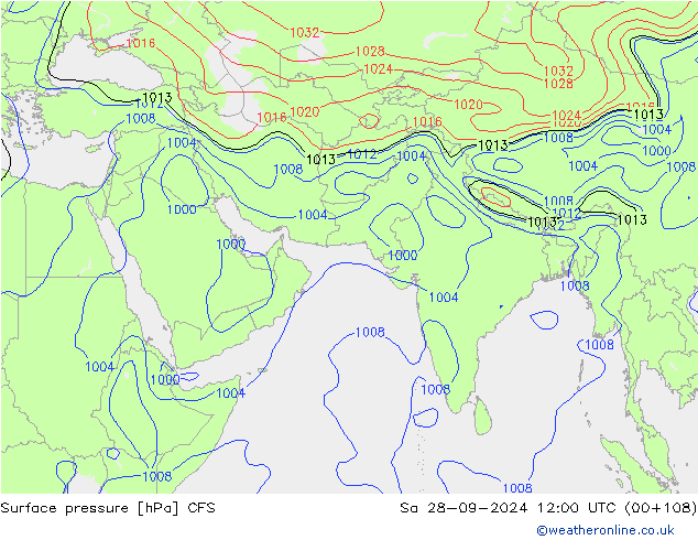 Surface pressure CFS Sa 28.09.2024 12 UTC