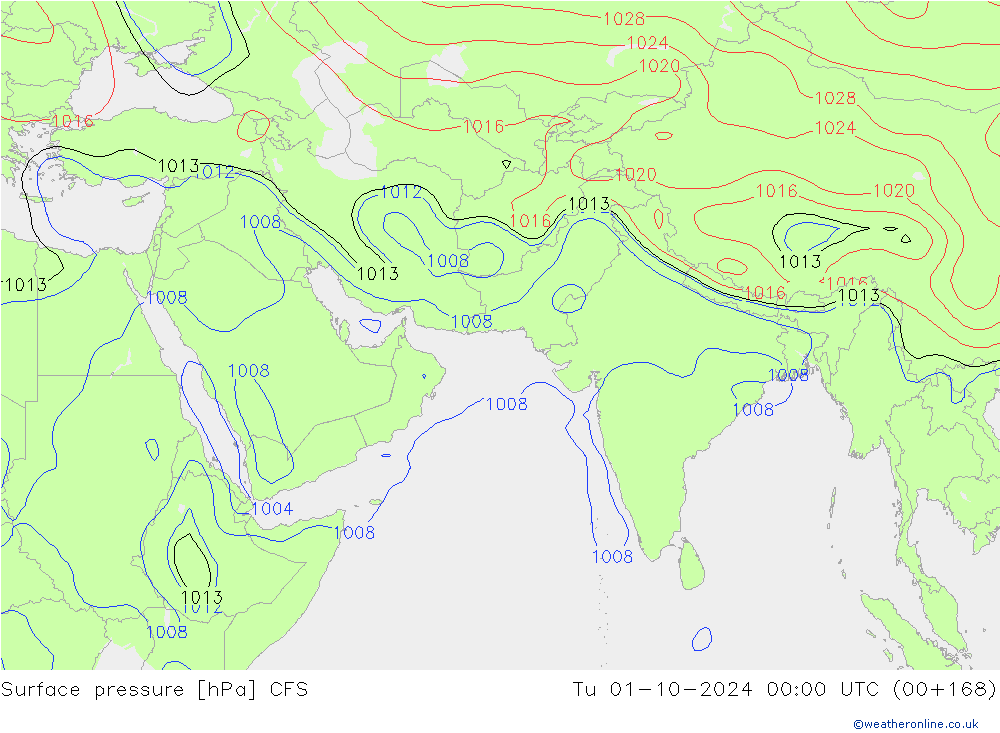 приземное давление CFS вт 01.10.2024 00 UTC