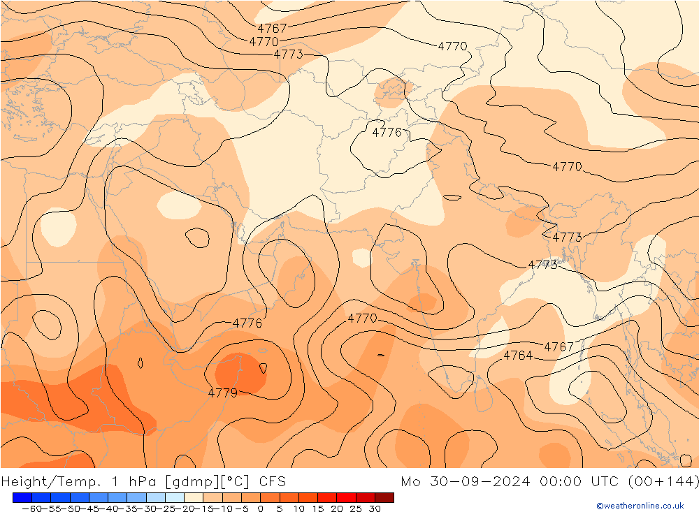 Height/Temp. 1 гПа CFS пн 30.09.2024 00 UTC