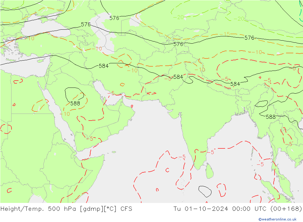 Height/Temp. 500 hPa CFS Út 01.10.2024 00 UTC