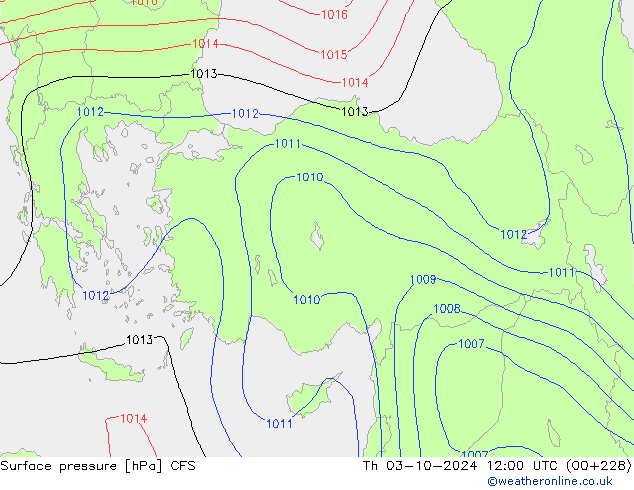 Pressione al suolo CFS gio 03.10.2024 12 UTC