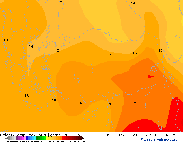 Height/Temp. 850 hPa CFS ven 27.09.2024 12 UTC