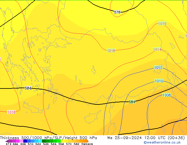 500-1000 hPa Kalınlığı CFS Çar 25.09.2024 12 UTC