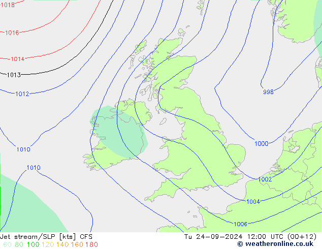 Jet stream/SLP CFS Tu 24.09.2024 12 UTC