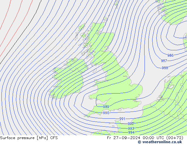 Surface pressure CFS Fr 27.09.2024 00 UTC