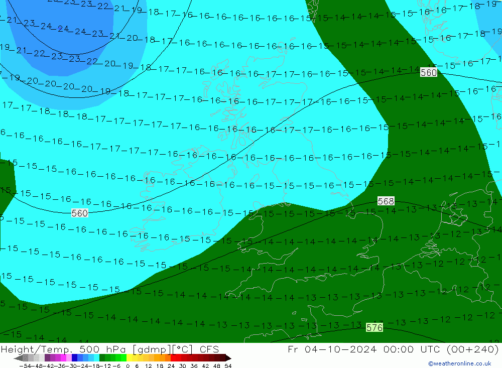 Geop./Temp. 500 hPa CFS vie 04.10.2024 00 UTC