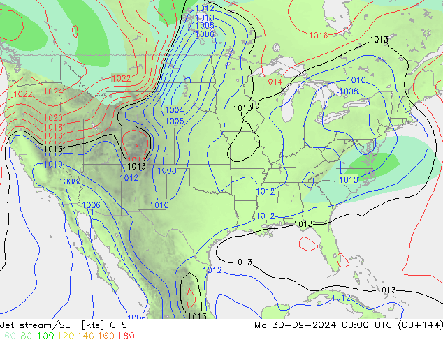 джет/приземное давление CFS пн 30.09.2024 00 UTC