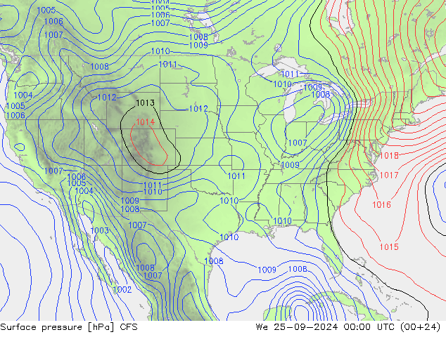 Surface pressure CFS We 25.09.2024 00 UTC