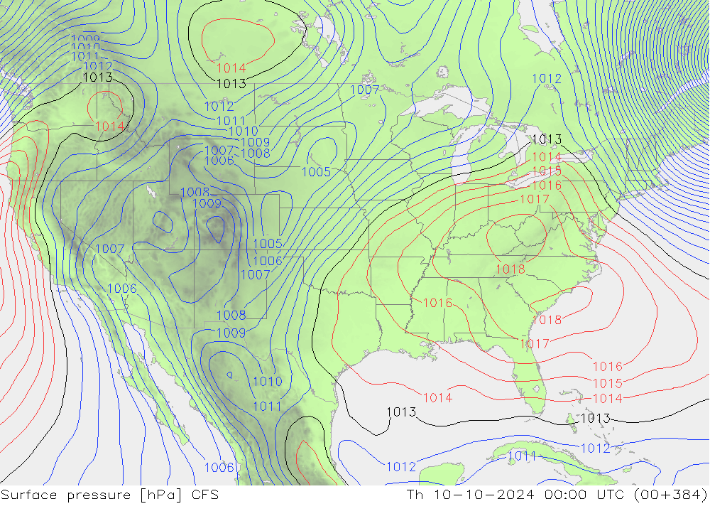 Surface pressure CFS Th 10.10.2024 00 UTC