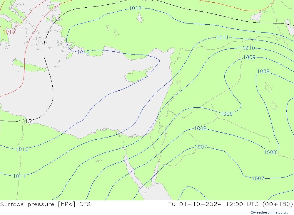 Surface pressure CFS Tu 01.10.2024 12 UTC