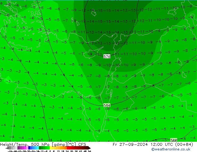 Height/Temp. 500 гПа CFS пт 27.09.2024 12 UTC