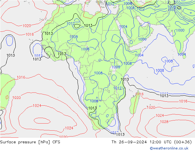 Atmosférický tlak CFS Čt 26.09.2024 12 UTC