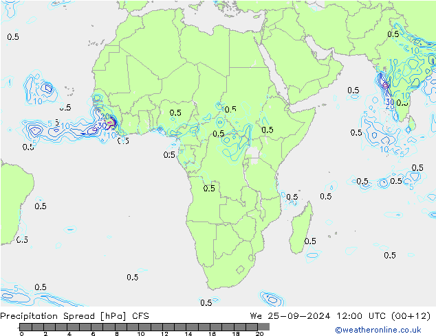 precipitação Spread CFS Qua 25.09.2024 12 UTC