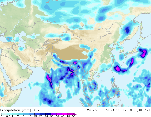 Neerslag CFS wo 25.09.2024 12 UTC