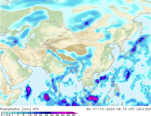 Precipitación CFS lun 07.10.2024 12 UTC