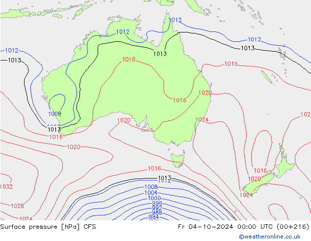 Atmosférický tlak CFS Pá 04.10.2024 00 UTC