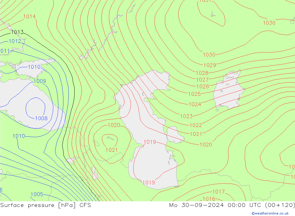 Atmosférický tlak CFS Po 30.09.2024 00 UTC