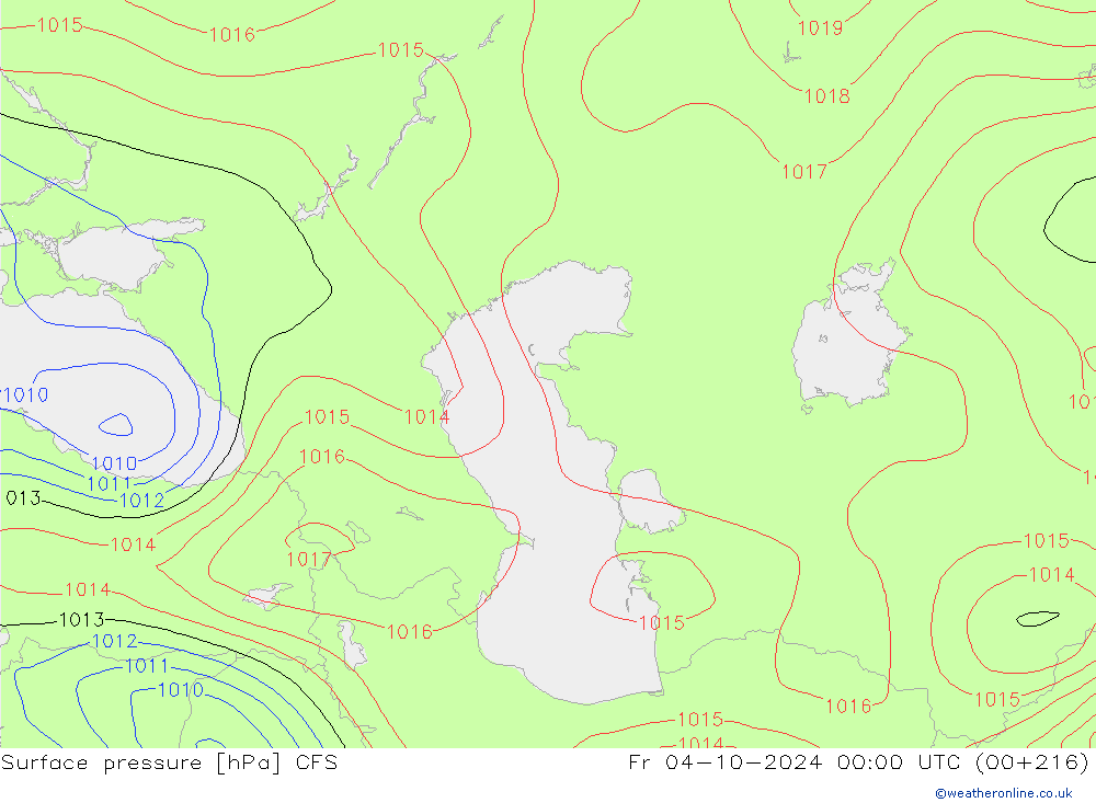 Presión superficial CFS vie 04.10.2024 00 UTC