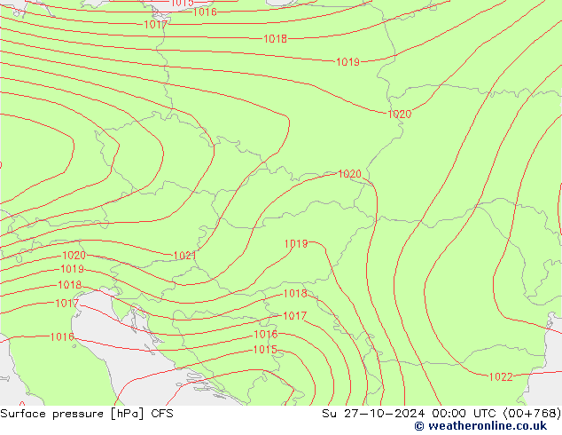 Luchtdruk (Grond) CFS zo 27.10.2024 00 UTC