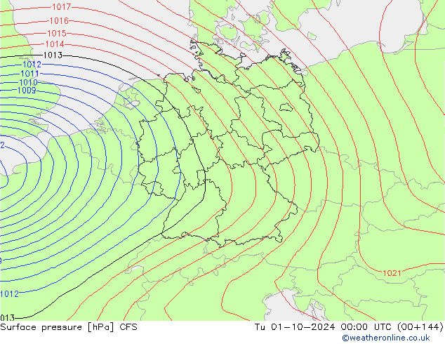 Surface pressure CFS Tu 01.10.2024 00 UTC