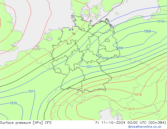 Presión superficial CFS vie 11.10.2024 00 UTC