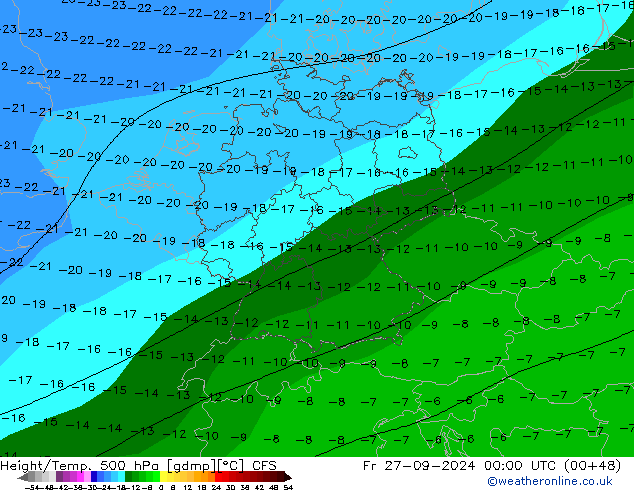 Height/Temp. 500 гПа CFS пт 27.09.2024 00 UTC