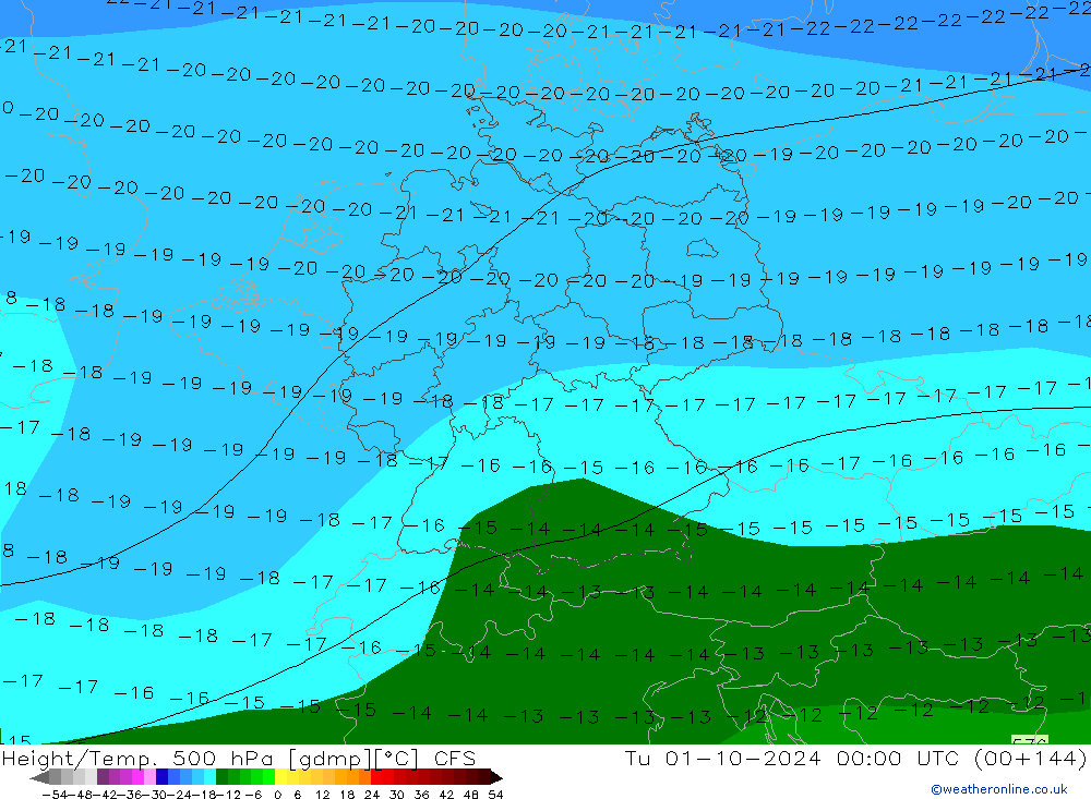 Hoogte/Temp. 500 hPa CFS di 01.10.2024 00 UTC