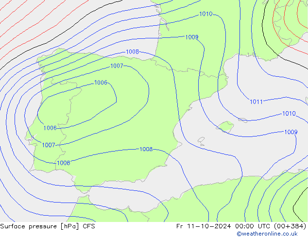 приземное давление CFS пт 11.10.2024 00 UTC