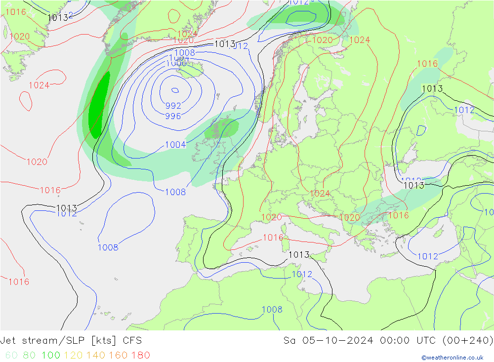 Jet stream/SLP CFS Sa 05.10.2024 00 UTC