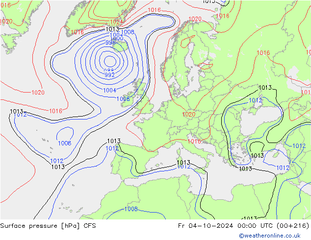 Surface pressure CFS Fr 04.10.2024 00 UTC