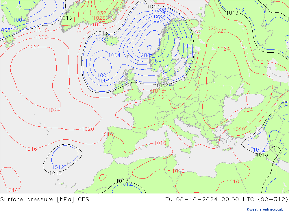 Luchtdruk (Grond) CFS di 08.10.2024 00 UTC