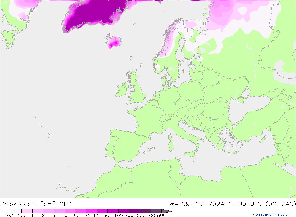 Snow accu. CFS St 09.10.2024 12 UTC