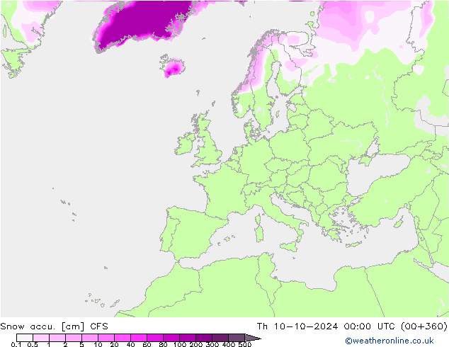 Snow accu. CFS Qui 10.10.2024 00 UTC