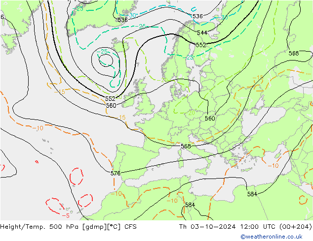 Height/Temp. 500 hPa CFS Qui 03.10.2024 12 UTC