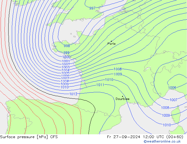 Surface pressure CFS Fr 27.09.2024 12 UTC