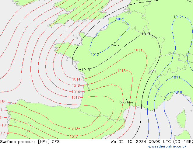 Surface pressure CFS We 02.10.2024 00 UTC