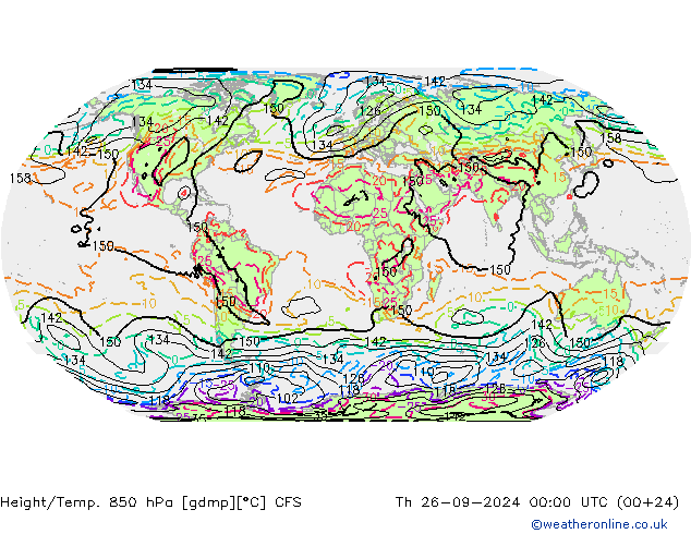 Hoogte/Temp. 850 hPa CFS do 26.09.2024 00 UTC