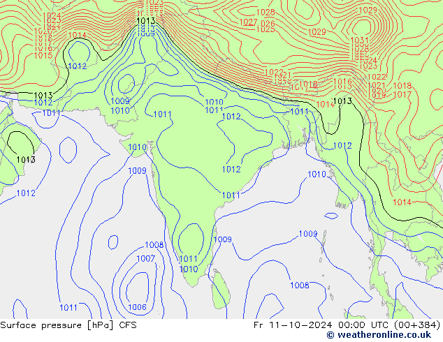 Atmosférický tlak CFS Pá 11.10.2024 00 UTC